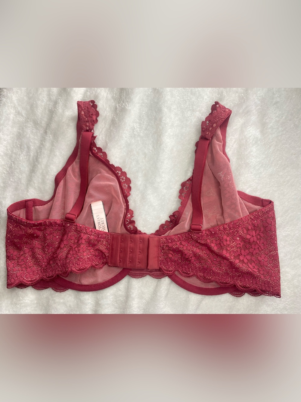 Victoria's Secret unlined Demi bra Lace Underwire Bralette in Deep Rose - Picture 4 of 8